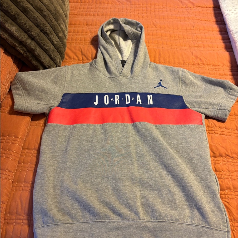 Air Jordan Gray and Red Youth Hoodie Sweatshirt, Like New
